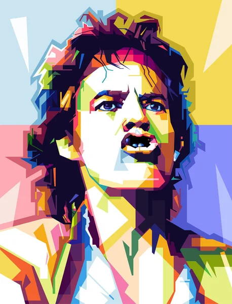 Seniman Terkenal Mick Jagger Wpap Vektor Popart Warna Warni Gambar - Stok Vektor