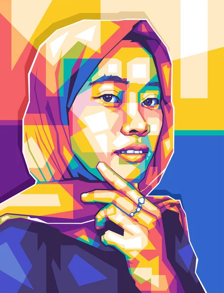 güzel kadın tesettür wpap vektör popart renkli çizim tasarımı soyut arkaplan