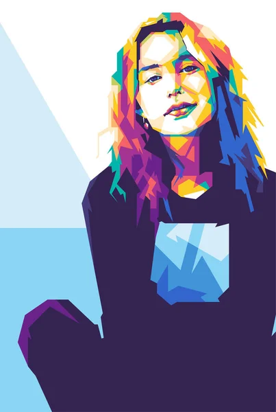 具有抽象背景的歌手Tori Amos Wpap的彩色矢量插画设计 — 图库矢量图片