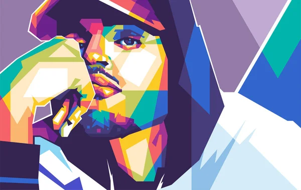 Famous Rapper Newyork Wpap Popart Coloré Vecteur Illustration Design Avec — Image vectorielle