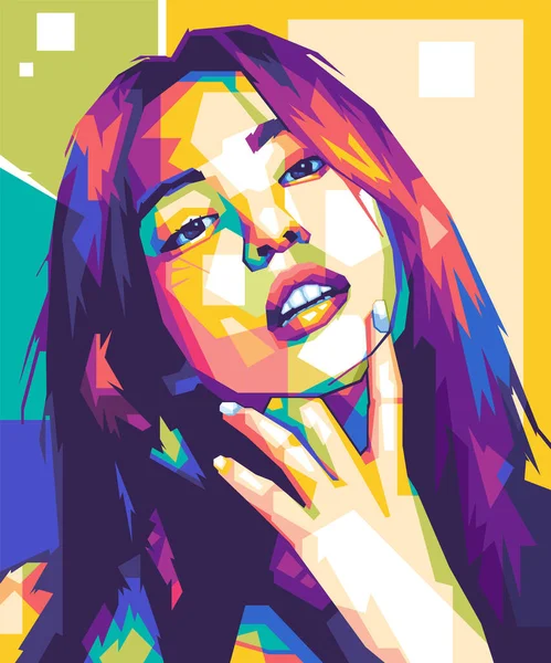 具有抽象背景的韩国Jiso艺术家Kpop五颜六色Wpap矢量插图设计 — 图库矢量图片