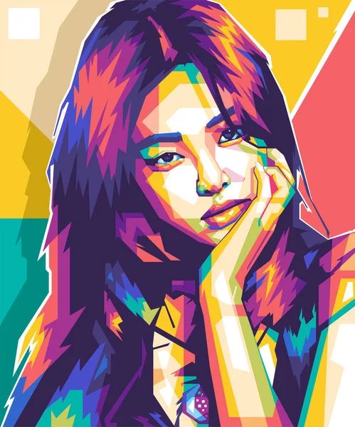 Korean Female Artist Kpop Colorful Vector Illustration Wpap Popart Design — Stock Vector