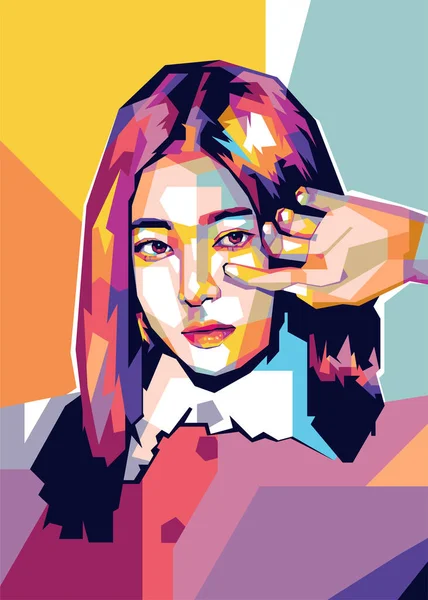 抽象的な背景を持つ有名な韓国の歌手KpopカラフルなベクトルWpopのポップイラストデザイン ロイヤリティフリーストックベクター