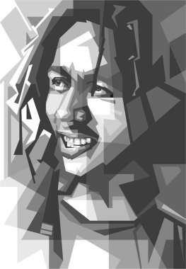 Gri tonlu Ippank Solo Şarkıcısı Ünlü Sanatçı wpap popart vektör çizimi beyaz arkaplan