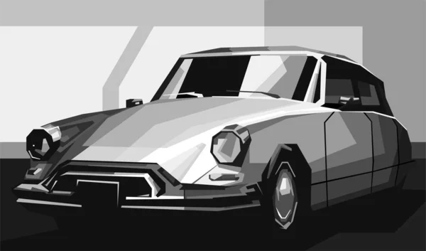 Grayscale Staré Auto Barevné Wpap Popart Vektorové Ilustrace Abstraktní Pozadí — Stockový vektor