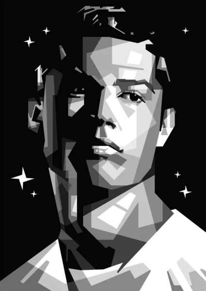 黒と白のサッカー選手有名なワップポップアートのイラストデザイン暗い背景 ベクターグラフィックス