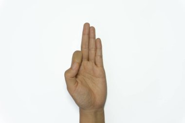 Beyaz arka planda izole edilmiş işaret dilinin 