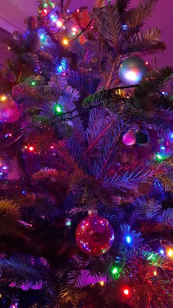 Kırmızı ve sarı top ile Noel ağacı
