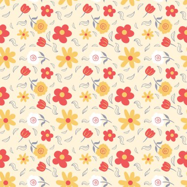 Soyut çiçek desenli vektör çizimi 