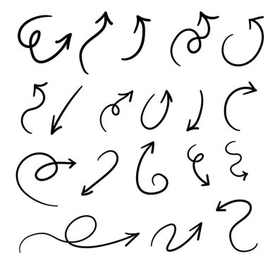 el çizilmiş karalama okları ayarlanmış vektör . 