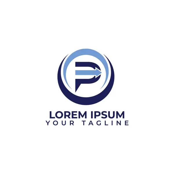 Logo Minimalis harfi P ve ok vektör çizimi 