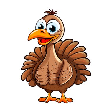 Maskot çizgi filmi mutlu hindi beyaz arka plan çizimi izole