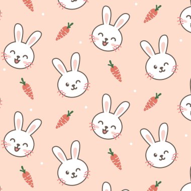 Tatlı Çizgi film Tavşanı Duygusallığı Bir Pastel Arkaplanda Kusursuz Duygular İfade Ediyor . 