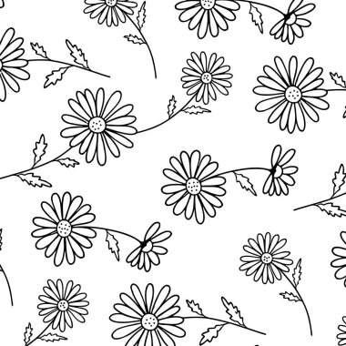 Canlı Su Arkaplanındaki Kusursuz Daisy Çiçekleri Deseni