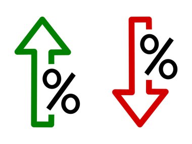 Yüzde aşağı ve yukarı simgesi