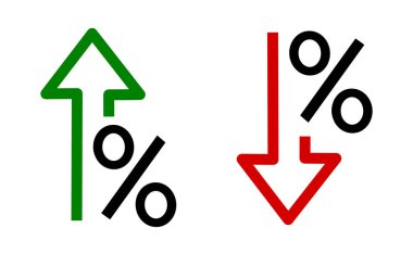 Yüzde aşağı ve yukarı simgesi
