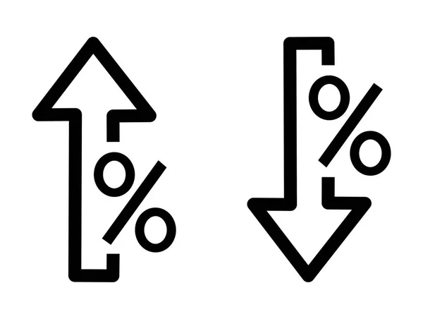 Porcentaje Abajo Arriba Icono — Vector de stock