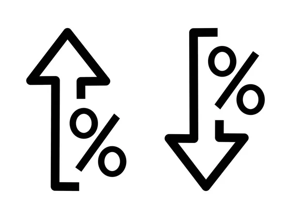 Porcentaje Abajo Arriba Icono — Vector de stock