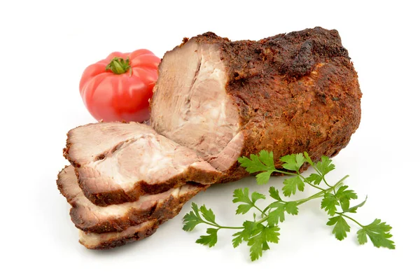 Roasted Pork Neck White Background — Stock Photo, Image