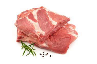 Beyaz arka planda izole edilmiş domuz boynu