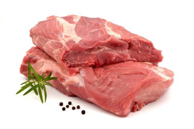 Beyaz arka planda izole edilmiş domuz boynu