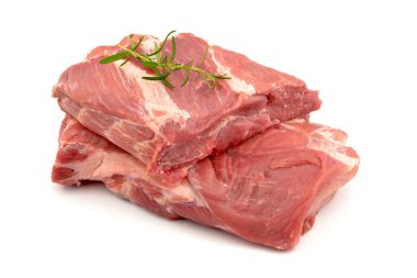 Beyaz arka planda izole edilmiş domuz boynu