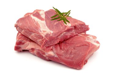 Beyaz arka planda izole edilmiş domuz boynu