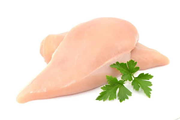 Csirke Mell Filé Fehér Alapon — Stock Fotó