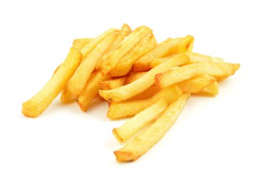 Beyaz arka planda patates kızartması.