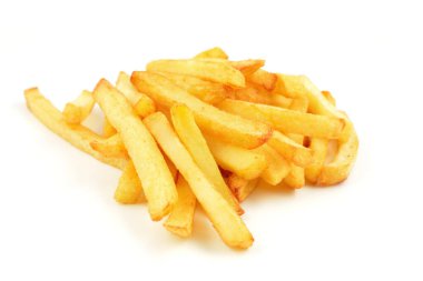 Beyaz arka planda patates kızartması.
