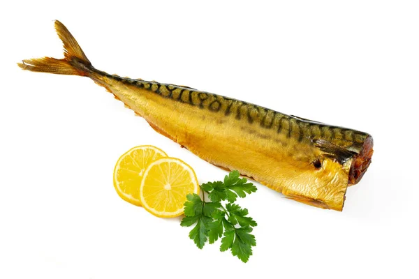 烟熏鲭鱼在白色背景上 — 图库照片