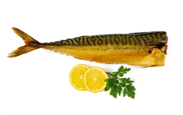 烟熏鲭鱼在白色背景上 — 图库照片