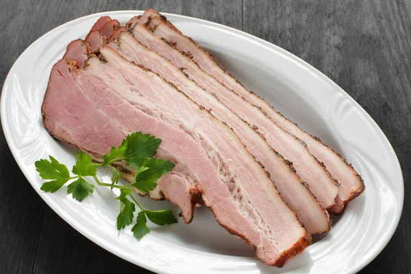 Sliced Baked Bacon Plate — Stock Photo, Image