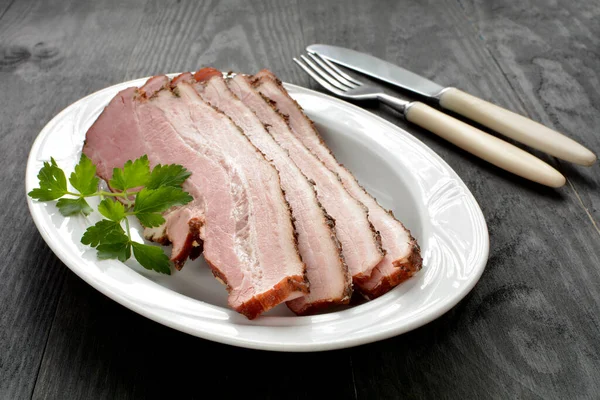 Sliced Baked Bacon Plate — Stock Photo, Image