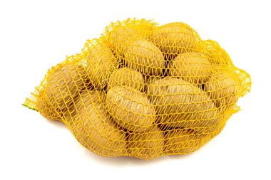 Beyaz arka planda patates çuvalı