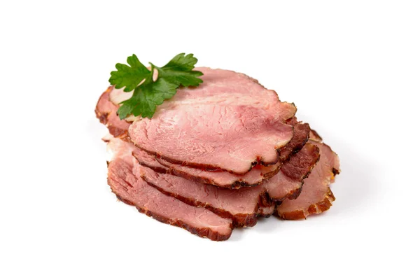 Sliced Baked Ham White Background — Stock Photo, Image