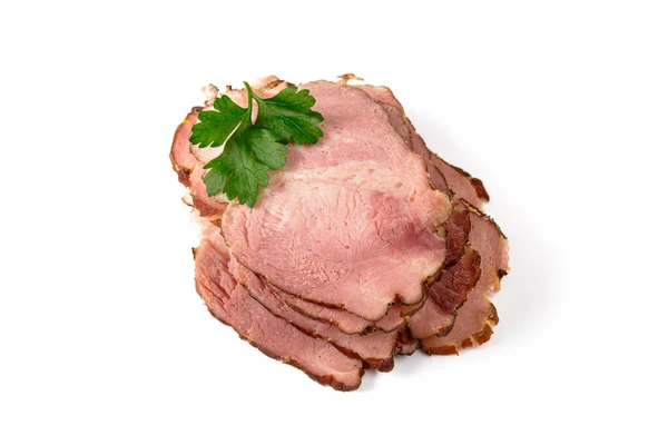 Sliced Baked Ham White Background — Stock Photo, Image