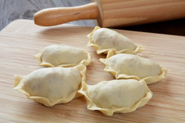 Homemade Raw Dumplings Cabbage Meat — Stock Photo, Image