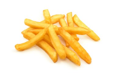 Beyaz arka planda patates kızartması.