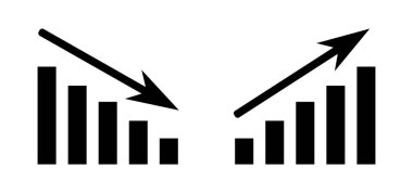 Beyaz arkaplanda yükselen ve alçalan grafik