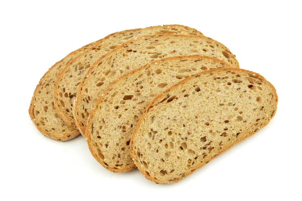 Plasterki Chleba Białym Tle — Zdjęcie stockowe