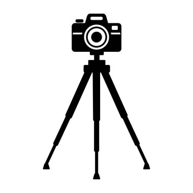 Beyaz arkaplanda üç ayaklı bir kamera.
