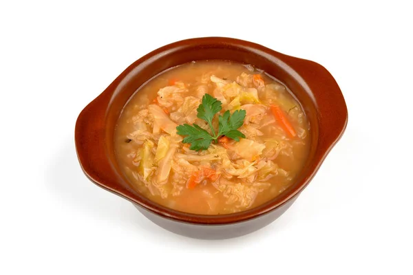 stock image cabbage soup in a bowl