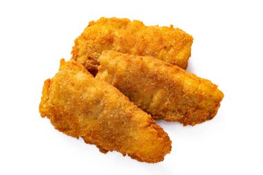 Beyaz arka planda izole edilmiş kızarmış Miruna Balığı