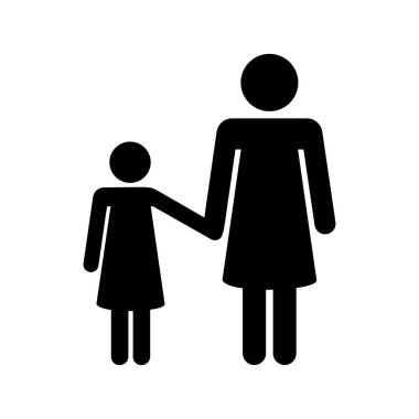 Beyaz arkaplanda anne ve bebek simgesi