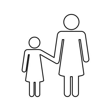 Beyaz arkaplanda anne ve bebek simgesi