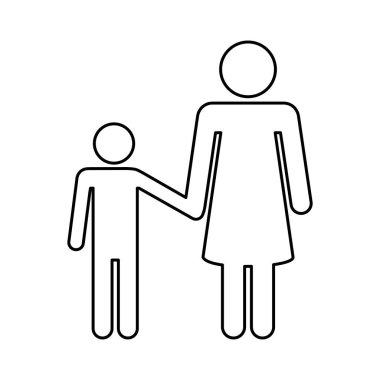 Beyaz arkaplanda anne ve bebek simgesi