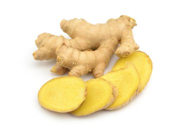 Beyaz bir arka plan üzerinde zencefil