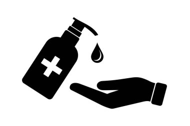 Antibakteriyel sıvı ikonlu el dezenfeksiyonu