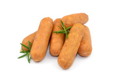 Beyaz arkaplanda sosis